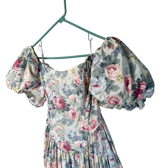 Vintage Jessica McClintock Bridal Rose Print with Rosette Detail Dress size 0 - Picture 4 of 10